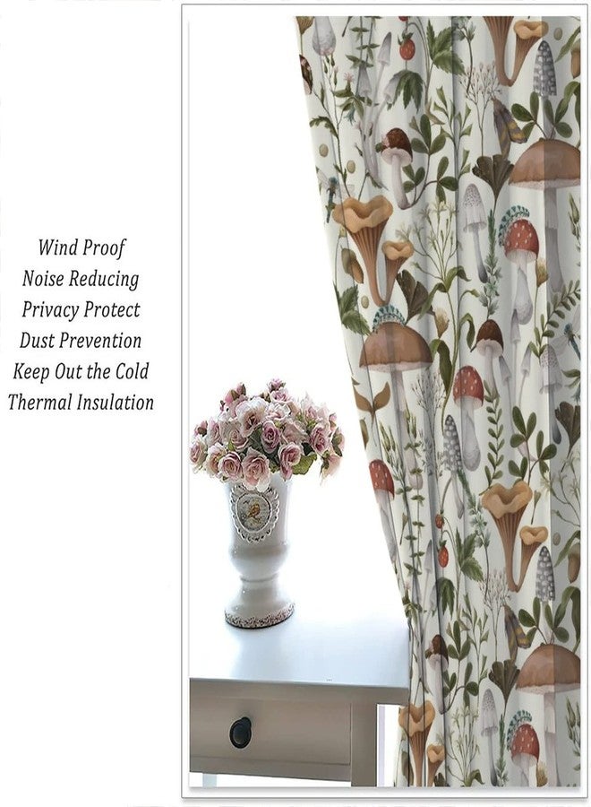 YCness Mushroom Curtains, Colorful Cartoon Abstract Botanical Plants Print Window Treatments for Living Room, Mushroom Seamless Home Decor White Curtain 2 Panel,42x45 Inch - Image 4